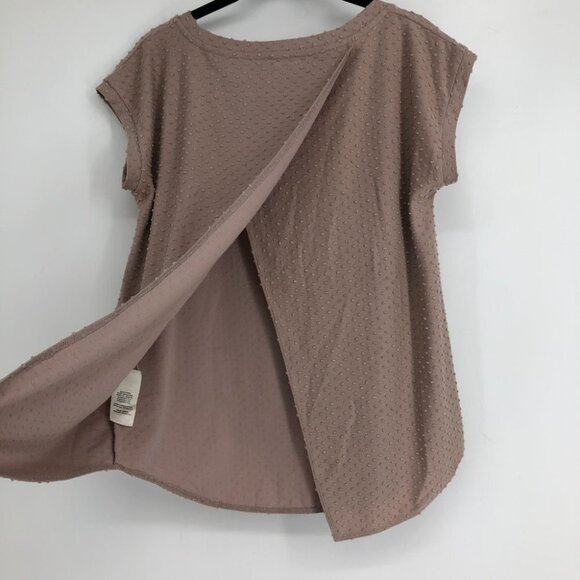 Aritzia Wilfred Blush Pink Anvers Jacquard Knit Open Back Short Sleeve T-Shirt S - Picture 11 of 15